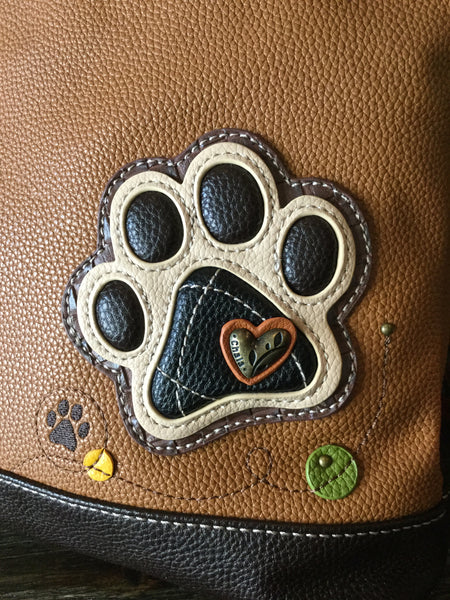 Chala brown leather paw print handbag