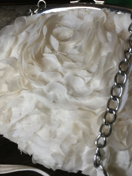 Claires cream fabric floral handbag