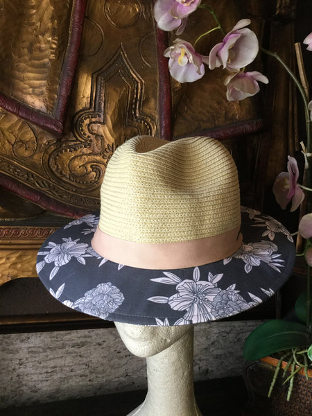 ROXY floral fedora tan hat
