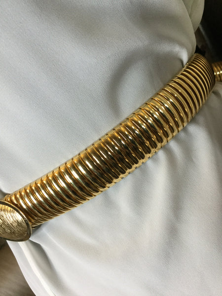 Vintage gold metal rope stretch belt Sz L