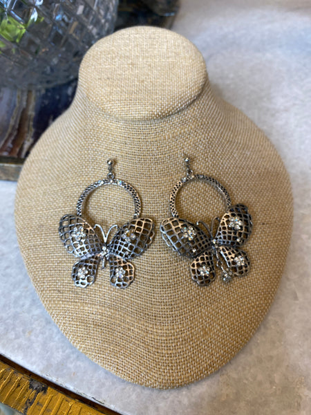 Vintage Butterfly silver jewel earrings