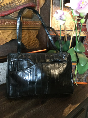 Vintage black eel skin handbag