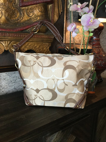 Coach tan fabric C print handbag