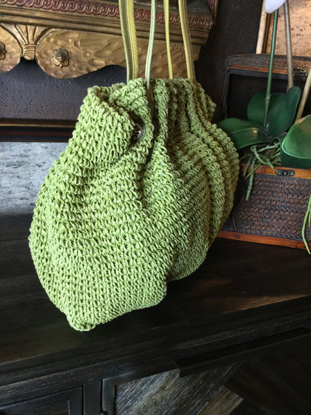 Green woven  handbag