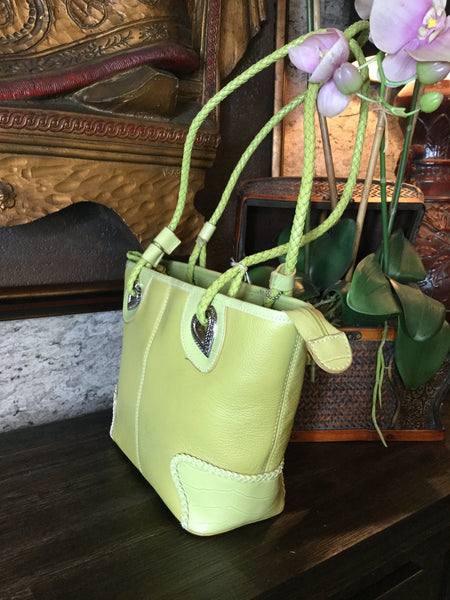 Lime green leather handbag