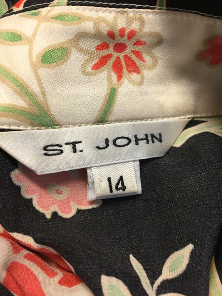 St John Vintage Floral Print silk Top (14)