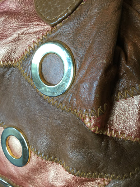 Vintage 80's leather patchwork handbag