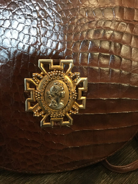 Vintage brown croc handbag
