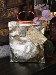 Vintage 60's gold foil convertible handbag