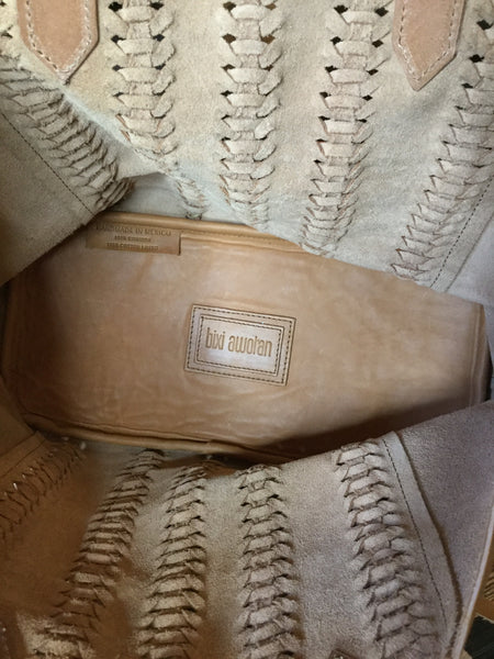 Tan leather tassel handbag