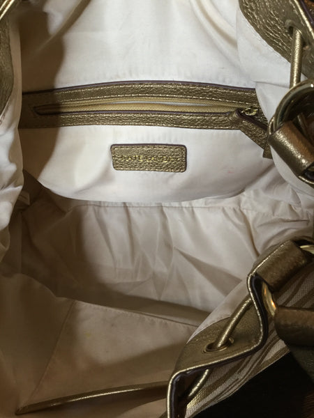 Gold metallic zebra print handbag