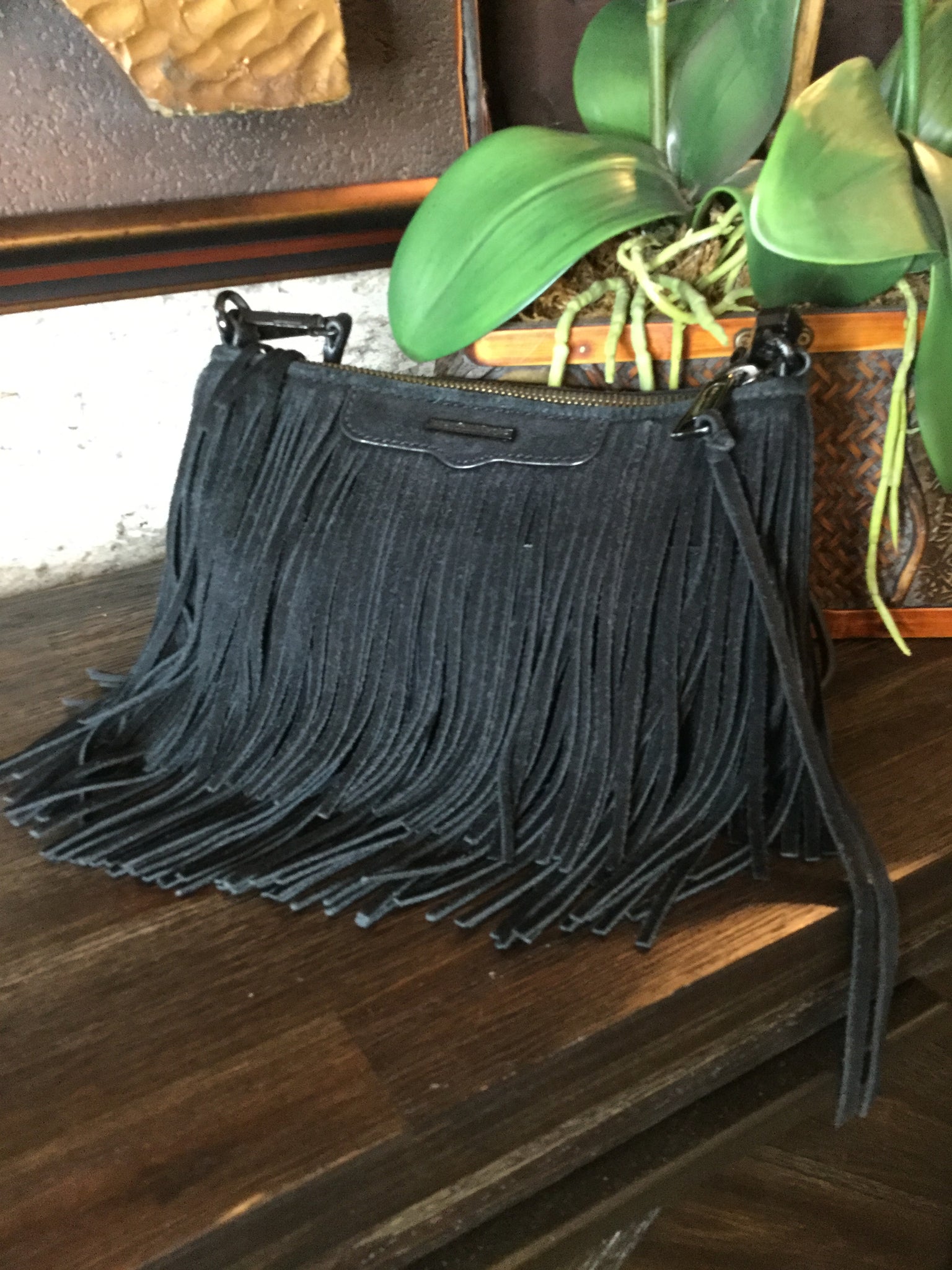 Minkoff finn black suede handbag