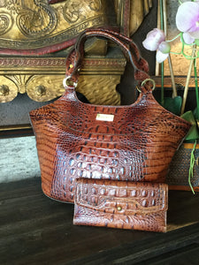 Brown croc wallet and handbag