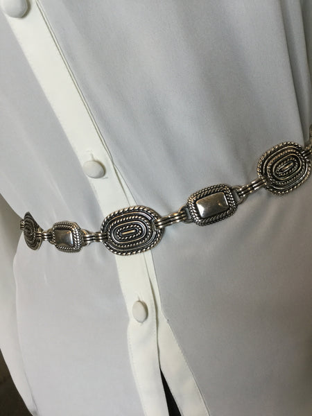 Vintage metal silver multi chain belt Sz XL