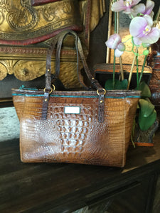 multi brown croc handbag