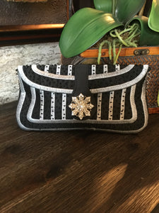 Vintage black satin jewel handbag