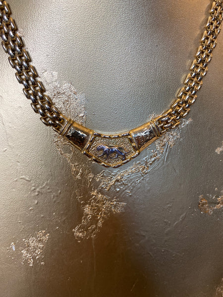 Vintage 80's Jaguar gold link necklace