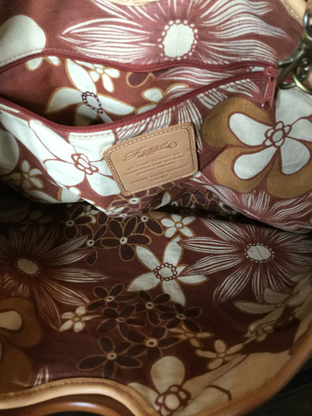Tan woven leather straw wooden handle handbag