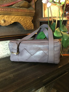 Taupe woven leather handbag