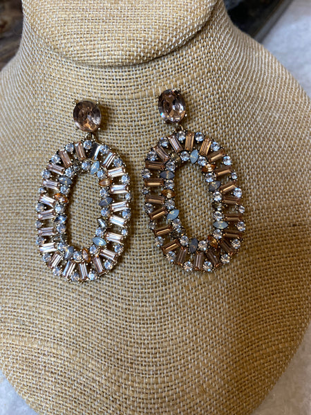 rose gold jewel cirle earrings