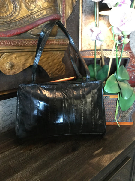 Vintage black eel skin handbag