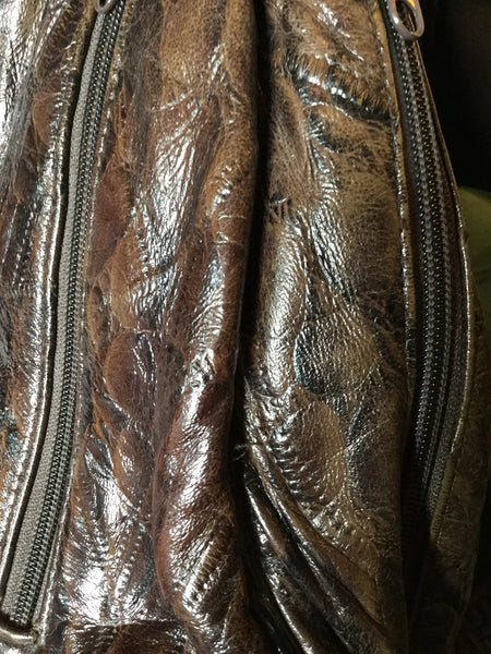 Vintage leather embossed backpack handbag