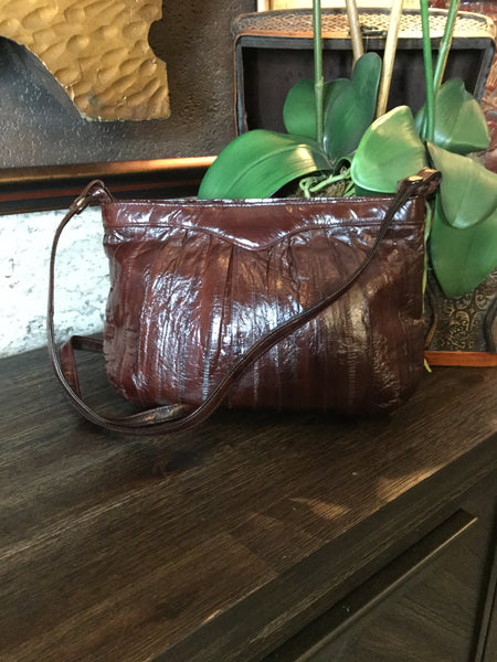 Vintage eel skin brown handbag