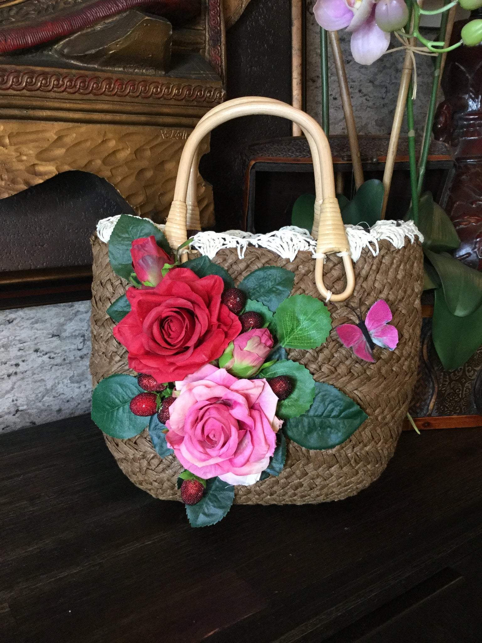 Floral Straw handbag