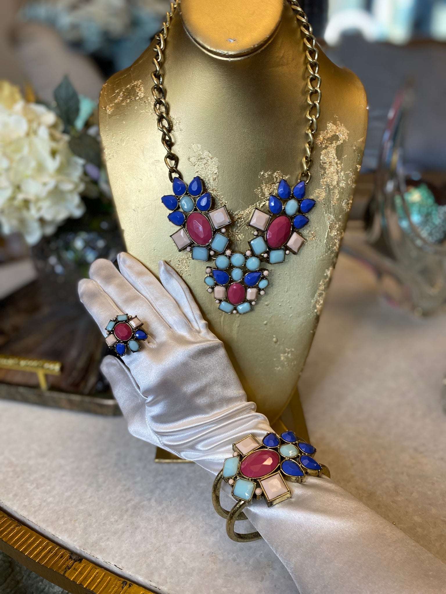 Jewel multi set ring, bracelet & necklace