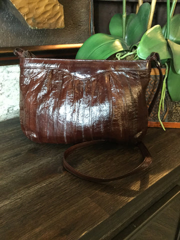 Vintage eel skin brown handbag