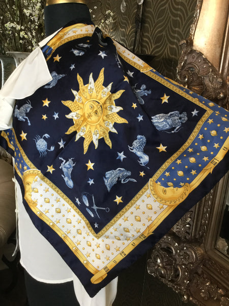 Vintage Symphony zodiac astrological scarf