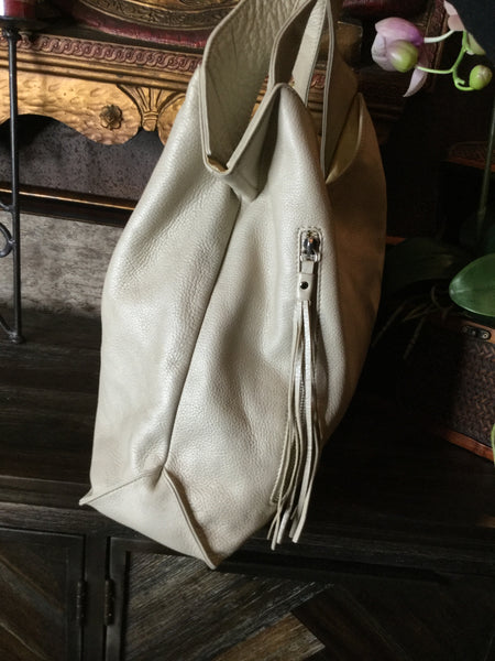 Cream leather handbag
