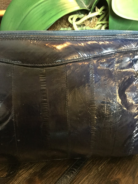 Vintage navy blue eel skin handbag
