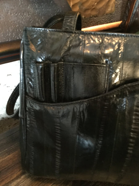Vintage black eel skin handbag