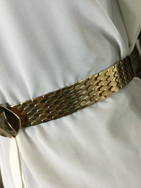 Vintage gold metal stretch belt Sz S/M