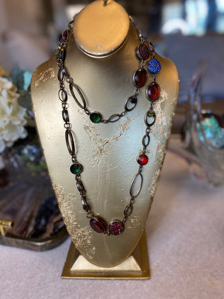 Vintage Chicos multi glass metal necklace