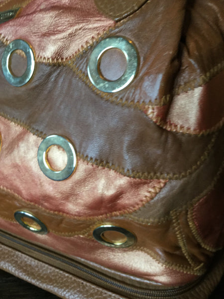 Vintage 80's leather patchwork handbag