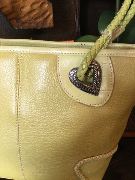 Lime green leather handbag