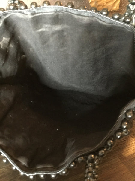 Vintage black wood beaded handbag