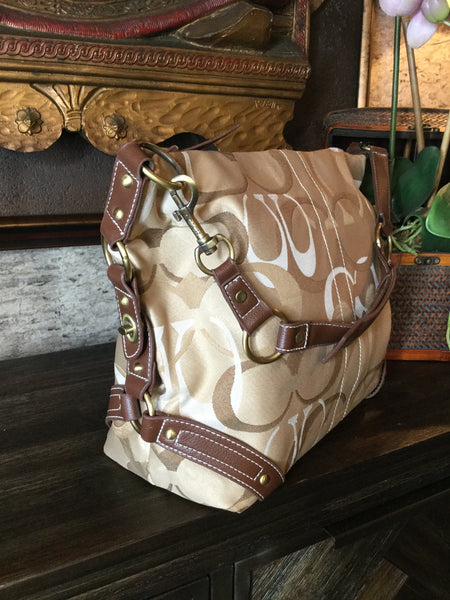 Coach tan fabric C print handbag