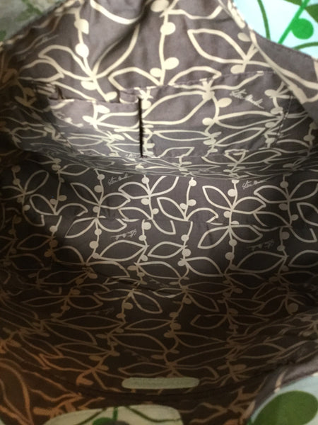 Print laminated cavas shoulder handbag