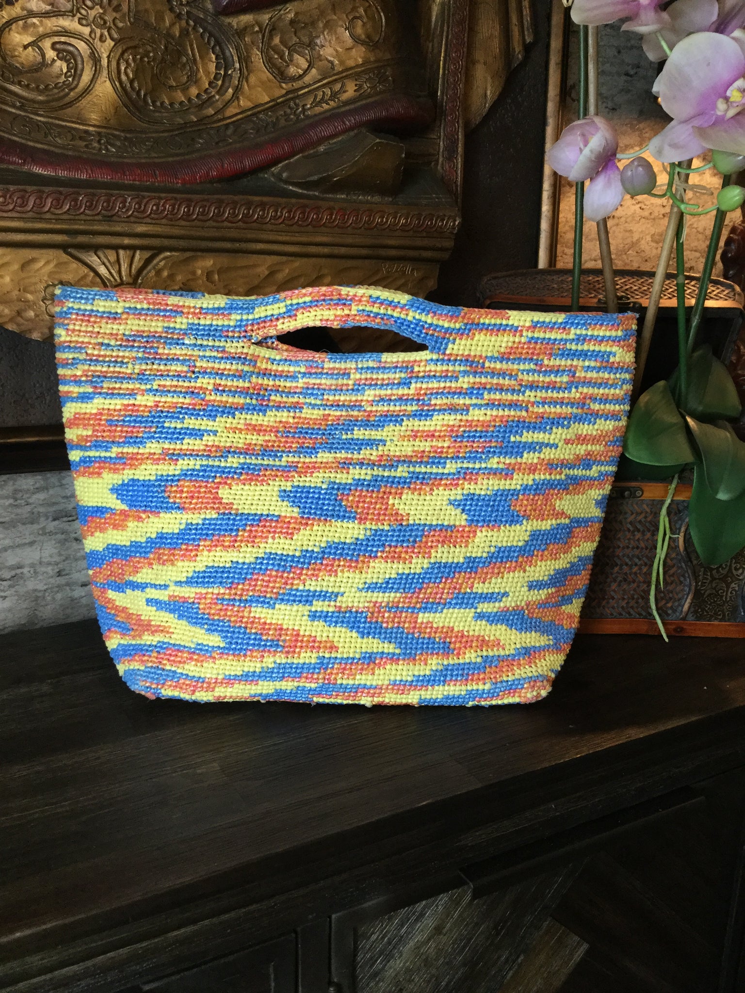 wovan rainbow crochet handbag