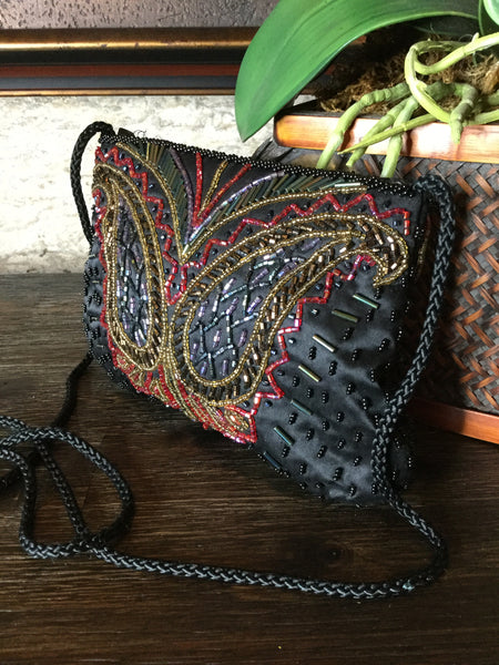Multi black beaded handbag