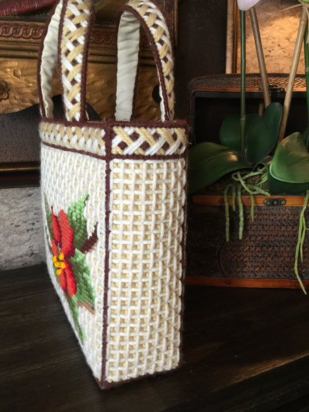 Vintage embroidered tote handbag