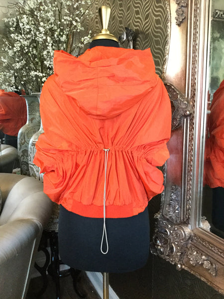 Bright coral packable poncho jacket