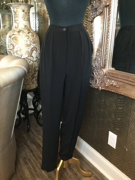 Vintage black satin lapel top pants