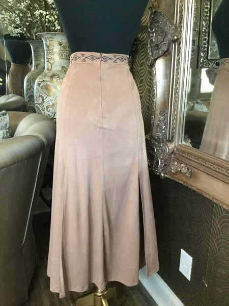 Vintage brown long multi split skirt