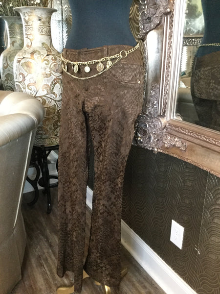 Vintage brown embossed print pants