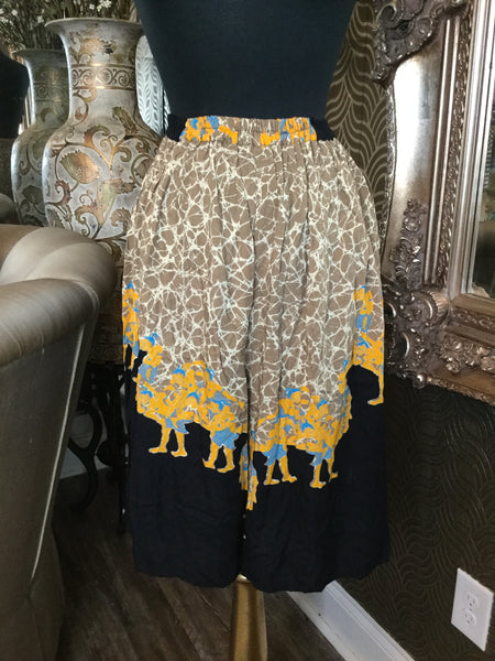 Vintage brown yellow mutli color top skirt