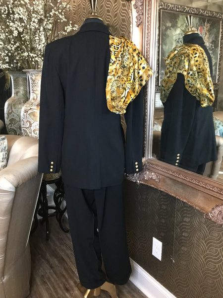 Vintage black gold trim jacket pants
